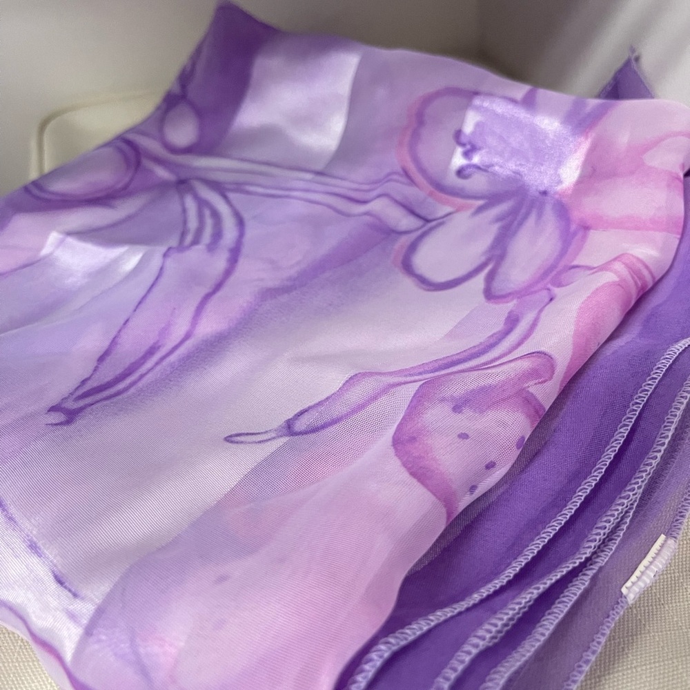 Source Unknown Lavender and Blush Floral Scarf